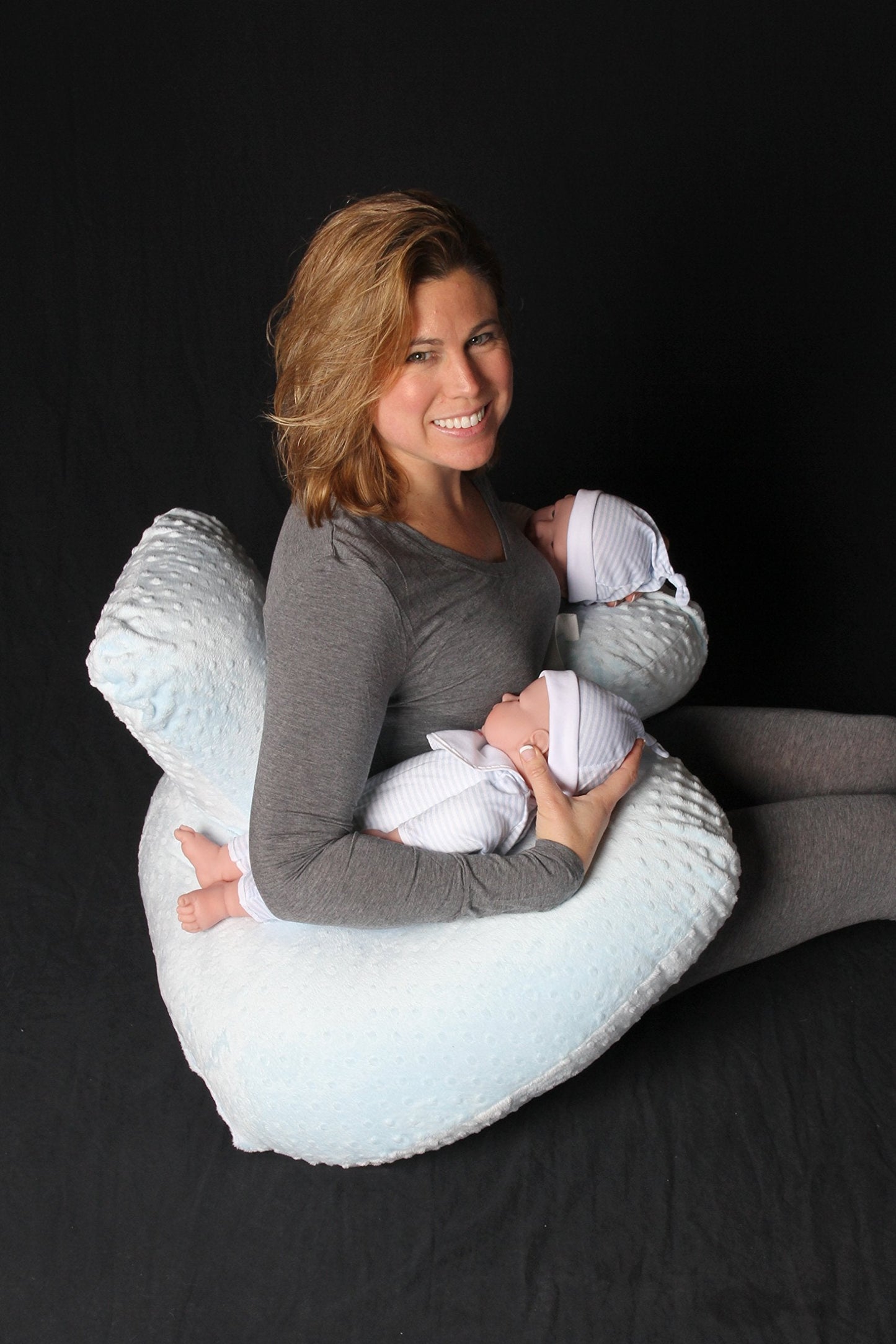 Twin Z Pillow Blue - Breastfeeding, Bottlefeeding, Tummy Time, Reflux, Support and Pregnancy! No Foam! The Ultimate Baby Essentials! The Best in Twins Baby Gear!