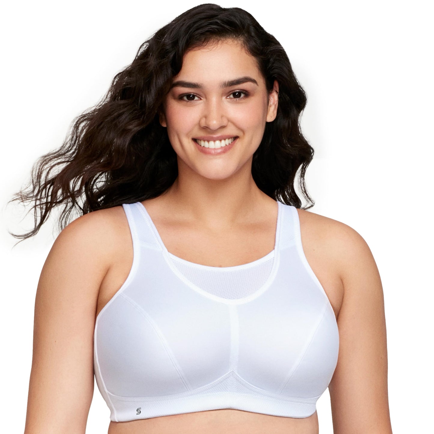 Full Figure Plus Size No-Bounce Camisole Sports Bra Wirefree #1066 White