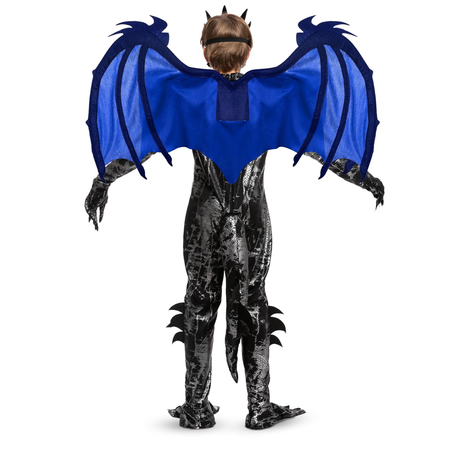 Spooktacular Creations Halloween Kids Boys Black and Blue Dragon costume, Dragon Wings and Mask for Halloween Parties, Cosplay-S(5-7yr)