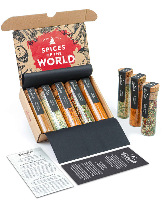 TIMBER TASTE® World Spice Gift Set - Collection of Gourmet International Spice Blends - World Seasonings Set for Men & Women - Birthday Gifting Ideas for Men - Dad Birthday Gifting Ideas