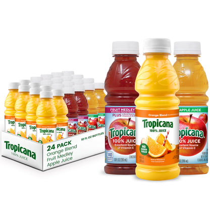 Tropicana 100% Juice 3-flavor Classic Variety Pack,10 Fl Oz (Pack of 24)