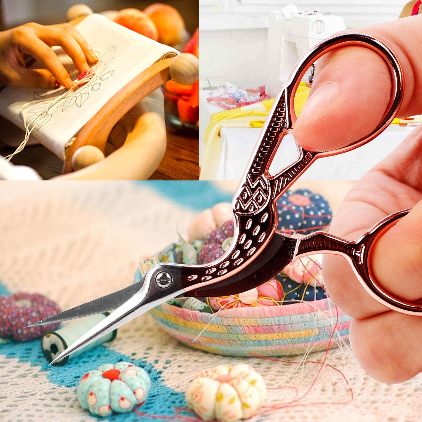 BIHRTC 3.6 Inch Embroidery Scissors Small Precision Embroidery Scissors Stainless Steel Crafting Shears for Needlework Threading Sewing Handcraft Crochet Artwork DIY Tools