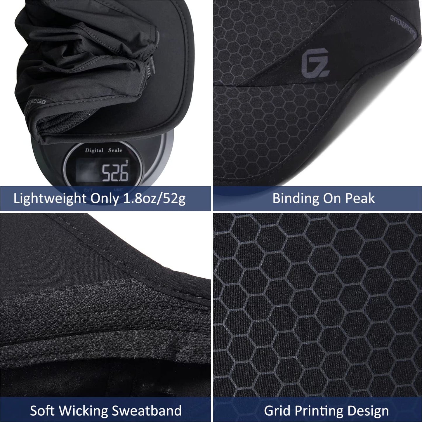 Sport Cap,Soft Brim Lightweight Running Hat Breathable Baseball Cap Quick Dry Sport Caps Cooling Portable Sun Hats for Men and Woman Performance Cloth Workouts and Outdoor Activities Black