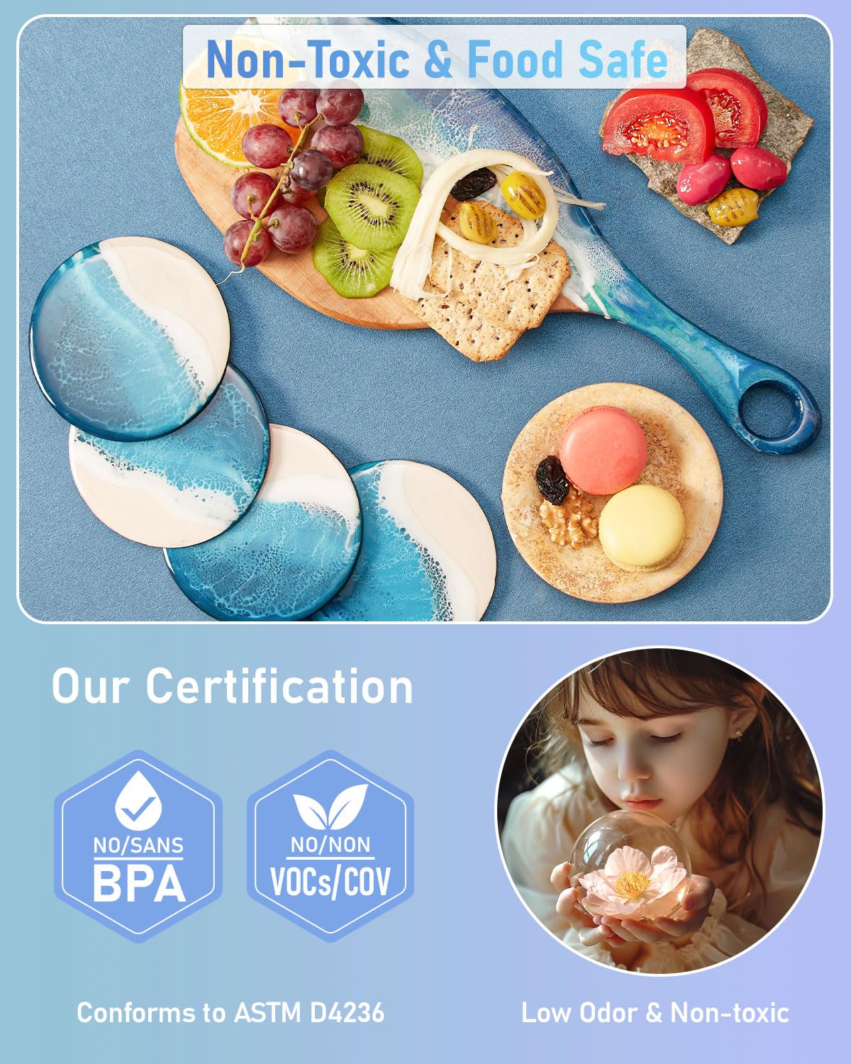 Smallbudi 80 Oz Epoxy Resin Kit with 16 Colors Mica Powder, Gold Foil, Cups & Stick, Crystal Clear Resin Beginner Supplies for Coating Casting Table, Molds, Jewelry Making, DIY Art Craft, 1:1 Ratio