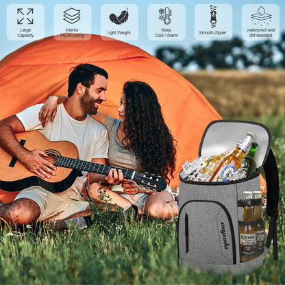Capolo Cooler Backpack 30 Cans, Insulated Backpack Cooler Leak Proof Large Capacity Thermal Bag Beverage Soft Cooler Bag Lunch Camping Travel Picnic Hiking for Men Women Gray