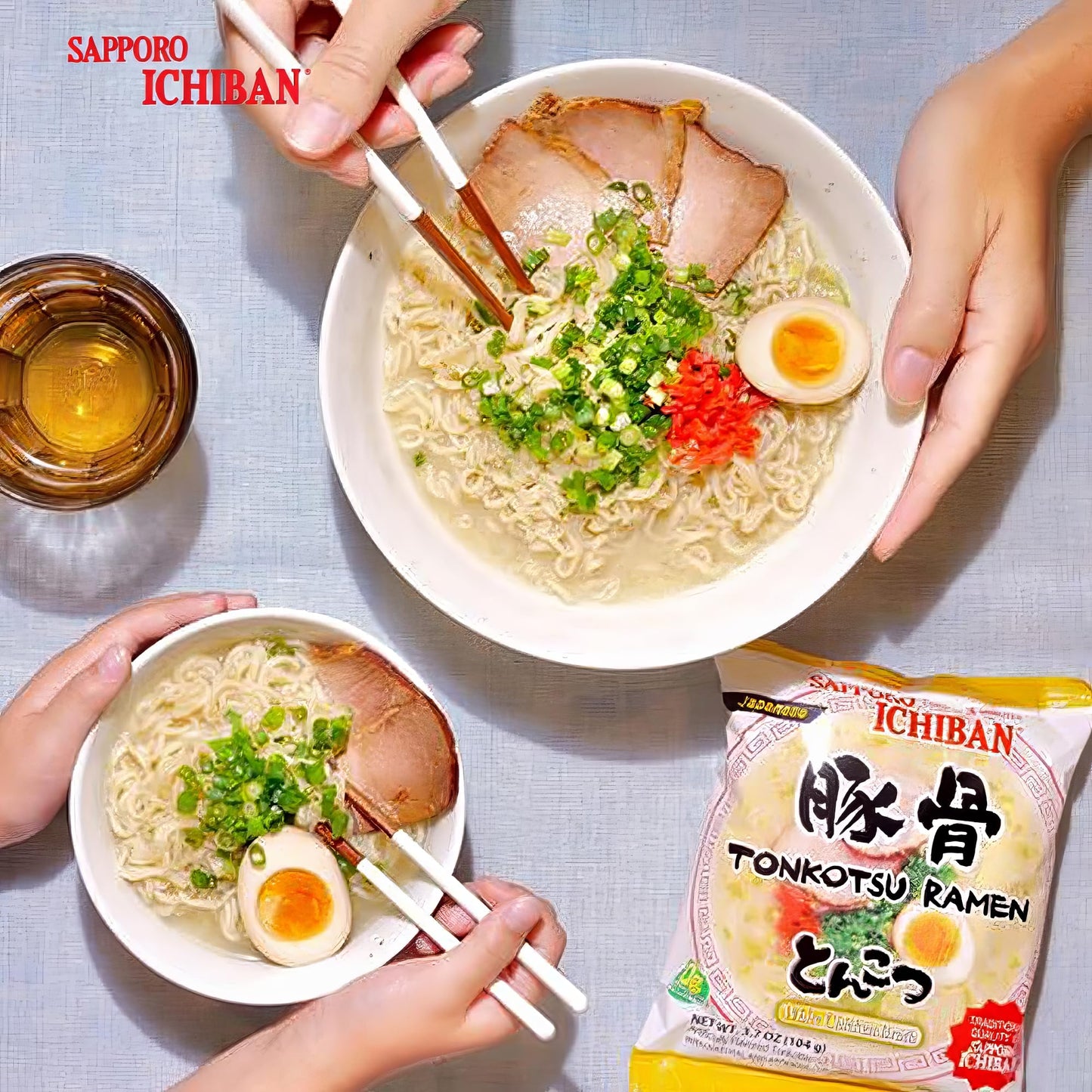 [SAPPORO ICHIBAN] Ramen Noodles, Tonkotsu Flavor, No. 1 Tasting Japanese Instant Noodles 3.5 Oz. (3.7 Ounce (Pack of 24))
