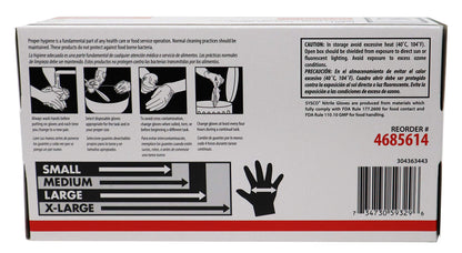 Sysco Nitrile High Performance Gloves, Powder Free, Food Grade, Disposable (100 Gloves Pack) (Large - Black)