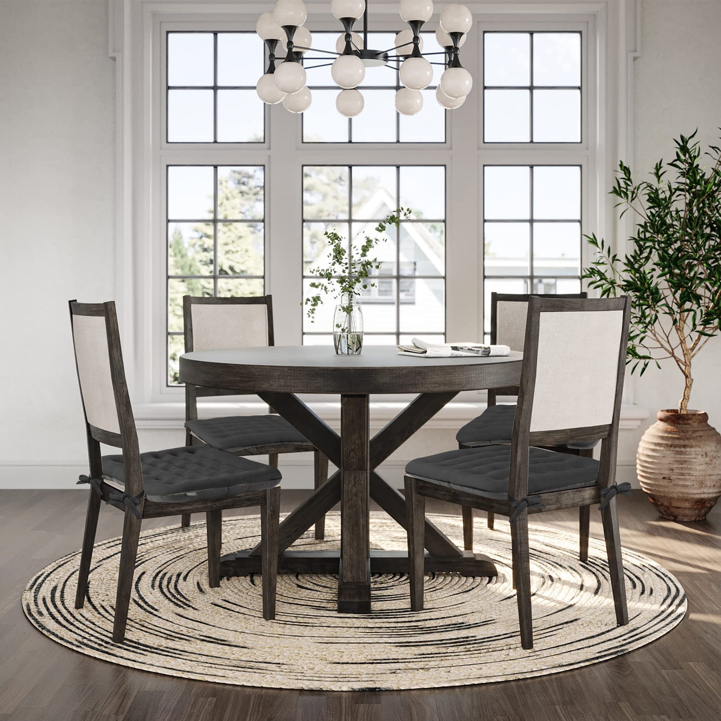 SINOSSO Excellent Support Effect Office Chair Cushion 1 Pack, Luxury Air Mesh Breathable Non-Slip Desk Computer Seat Cushion, Kitchen Dining Room Square Chair Pad (1 Count, Grey)