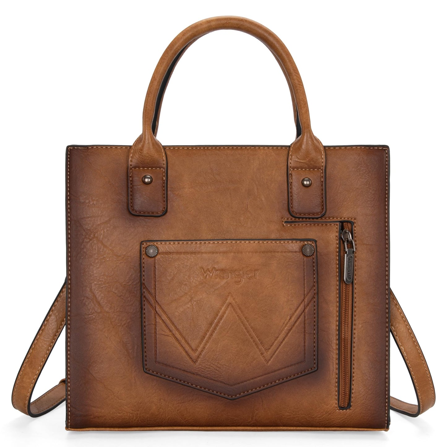 Wrangler Tote Bag for Women Western Purse Top Handle Satchel Purse and Wallet Set 2Pcs Gift Brown WG2-242LBR