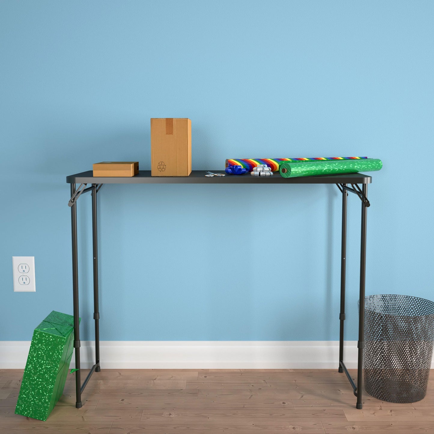 Cosco 20 x 48 Adjustable Height PVC Top, Black Table