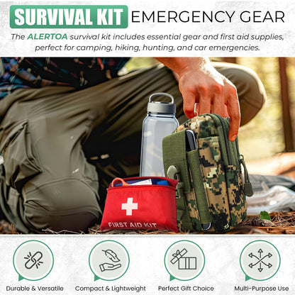 Survival Kit Emergency Supplies -67 Pcs, 14-in-1 Survival Gear: First Aid, Compass, Flashlight, Bracelet, plier, Saw & More for Outdoor Camping, Hiking & Survival. Gift for Men Boyfriends Boys Dads