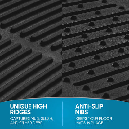 BDK Floor Mats, 4-Piece All-Weather Car Mat with Universal Fit Design, Durable Rubber Car Floor Mats with Capture Ridges, Waterproof for Cars Trucks SUV (Black)