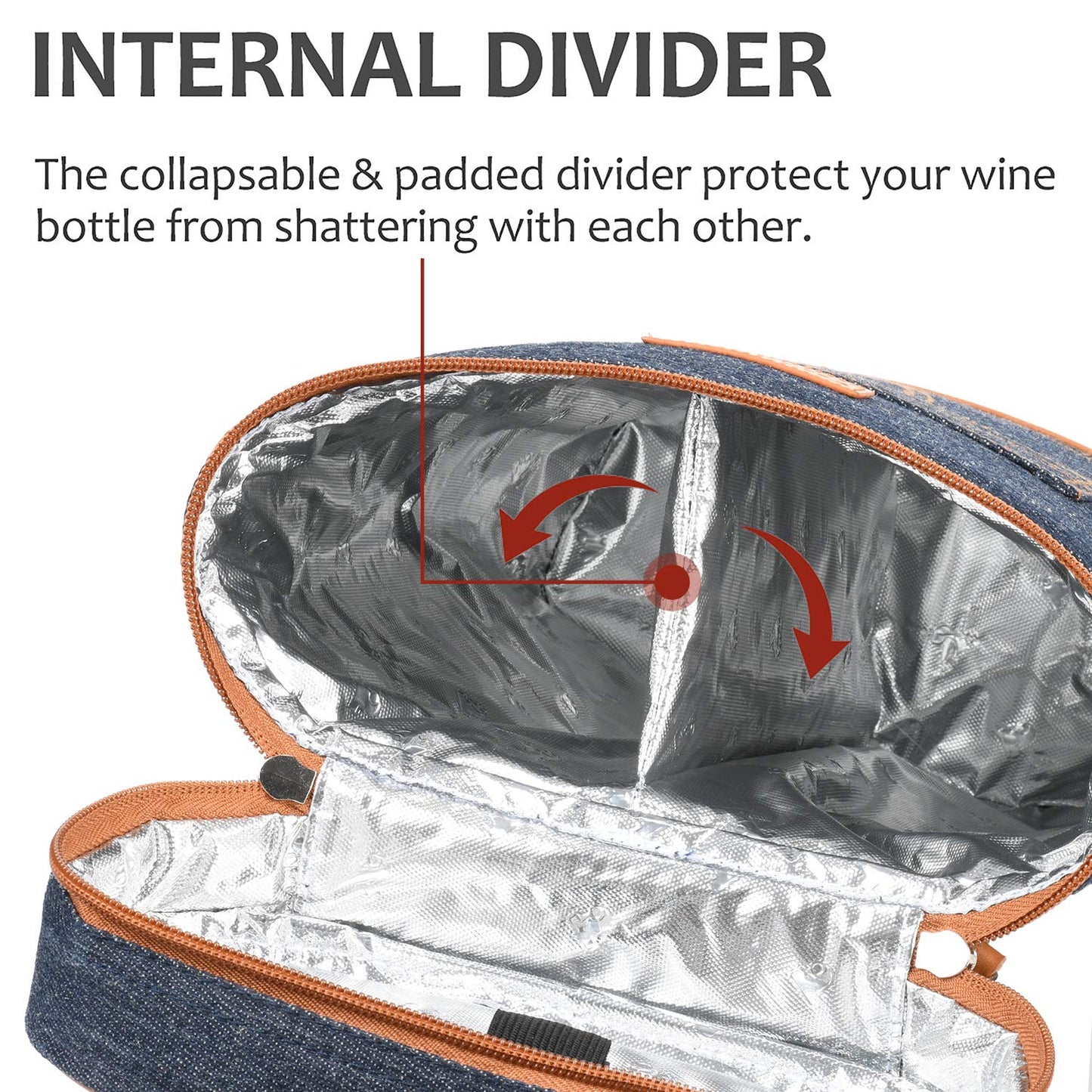 Tirrinia 2 Bottle Wine Gift Tote Carrier - Leakproof & Insulated Padded Versatile Wine Cooler Bag for Travel, BYOB Restaurant, Wine Tasting, Party, Dinner, Gift for Wine Lovers, Dark Blue