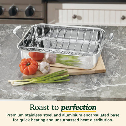 Cuisinart 16-Inch Roaster, Chef's Classic Rectangular Roaster with Rack, Stainless Steel, 7117-16URP1