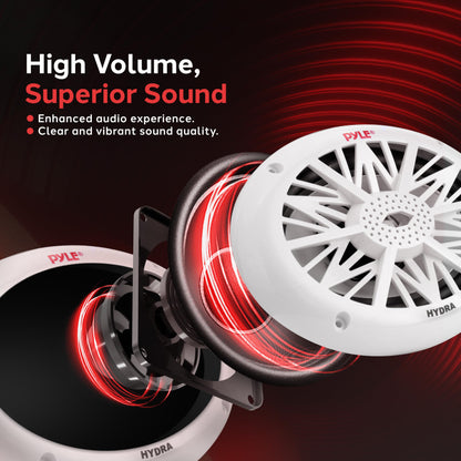 Pyle 6x9 Inch Dual Marine Speakers - 2 Way Waterproof and Weather Resistant Outdoor Audio Stereo Sound System with 260 Watt Power, Poly Carbon Cone and Cloth Surround - 1 Pair - PLMR692