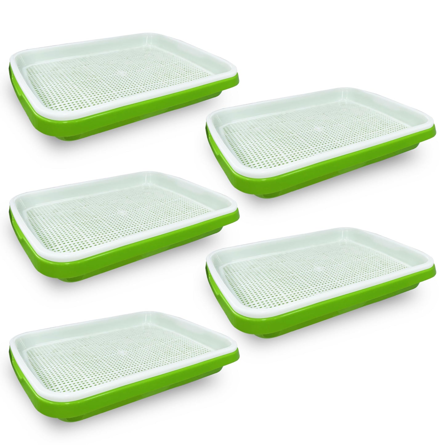 Gardzen 5-Pack Sprouts Growing Kit, Bean Sprouts Tray, Soil-Free Sprouting Tray, Ideal for Mung, Wheatgrass, Indoor Gardening