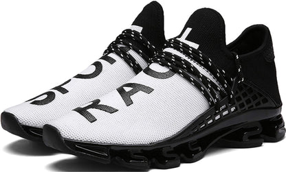 DUORO Men's Slip On Road Running Shoes, Breathable, Lightweight, Comfortable, White, Size 11.5 Wide