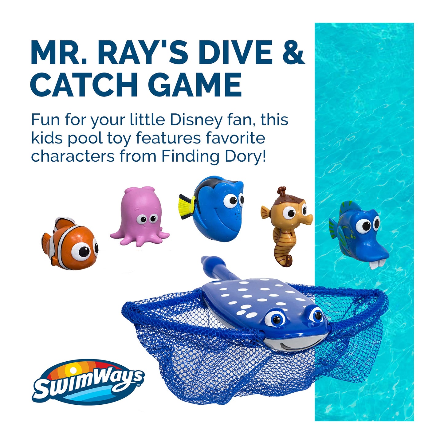 SwimWays Disney Finding Dory Mr. Ray's Dive and Catch Game, Bath Toys and Pool Party Supplies for Kids Ages 5 and Up