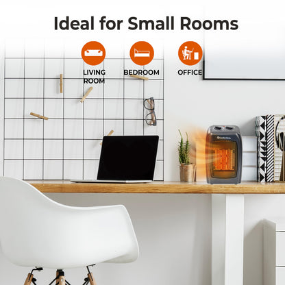 Comfort Zone CZ442E Personal Energy Save Ceramic Heater - 1500W Portable with Adjustable Thermostat, Tip-Over Switch & Overheat Protection, Black