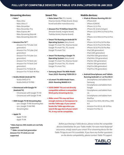 Tablo TV 4th Gen 2-Tuner Over-The-Air (OTA) DVR - Watch, Pause & Record Live TV, News, Sports & Movies Throughout Your Home Over Wi-Fi - Pairs w/Any TV Antenna - 50+ Hrs Recording - No Subscriptions