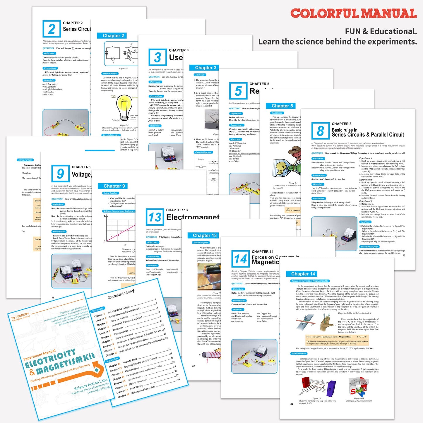 Teenii Electricity and Magnetism Kit Experiments STEM Science Kit for Kids, Electromagnetism Circuit Learning Set School Lab Physics Educational Toys, Birthday Gift for Boys Girls Age 8-16 Year Old