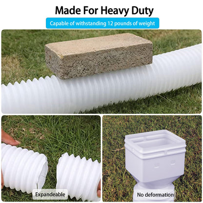 HAHOME 2 Pack Rain Gutter Downspout Extensions,Drain Downspout Extender Diverter, Flexible Downspout Extensions Can Extendable from 21 to 60 Inches (White)