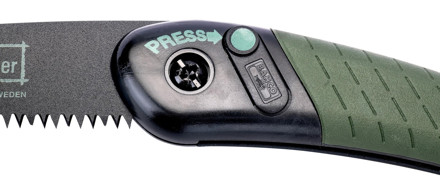 Bahco 9" Laplander Folding Saw for Trail Maintenance, Wood Processing, and Survival Use, Rust-Protected Blade, Secure Lock, Ergonomic Grip, Ideal Bushcraft and Camping Tool