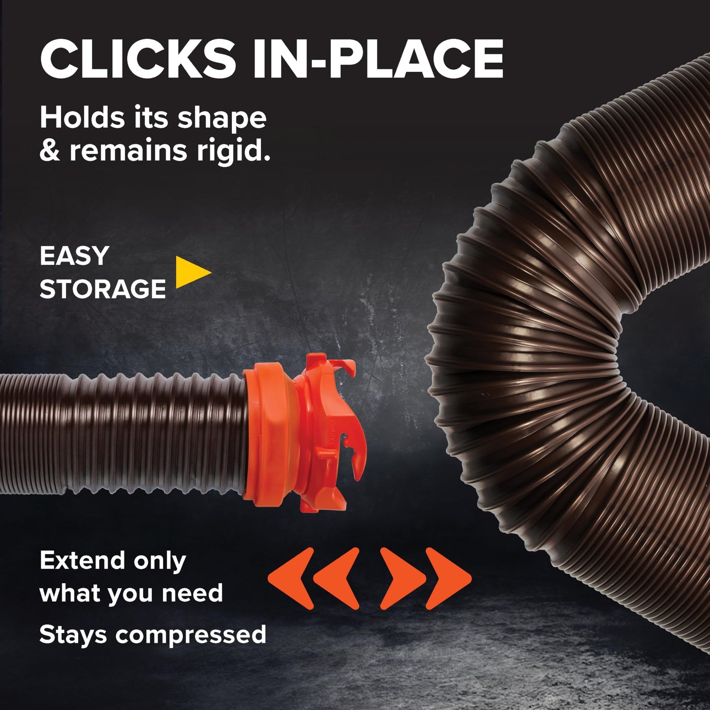 Camco RhinoFLEX 10’ RV Sewer Hose Extension - Features Collapsible Design for RV Storage - Includes Pre-Attached Lug & Bayonet Fitting -Heavy Duty Polyolefin & Reinforced w/Steel Wire (39774)