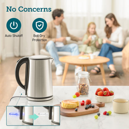 COSORI Electric Kettle, No Plastic Inner Lid, Filter and Spout, Double Wall Stainless Steel Keep Warm, Automatic Shut Off & Boil-Dry Protection, Durable Tea Kettle Boiler & Heater, 1.5L/1500W, Silver