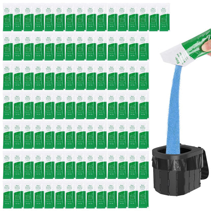 Siewl Portable Toilet Absorbent Gel Powder, Poo Gel for Camping Toilet Powder, Poo Urine Powder for Potty Bags, Poo Deodorizing Treatment for Outdoor Camping Hiking Emergency Toilet (100Pack)