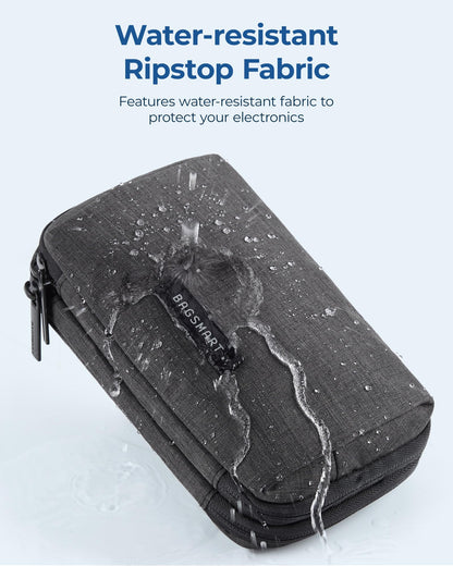 BAGSMART Electronics Organizer Travel Case, Cable Charger Cord Tech Organizer Pouch for Phone Charger Accessories, Black