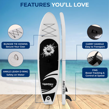 SereneLife Inflatable Stand Up Paddle Board (6 Inches Thick) with Premium SUP Accessories & Carry Bag | Wide Stance, Bottom Fin for Paddling, Surf Control, Non-Slip Deck | Youth & Adult Standing Boat