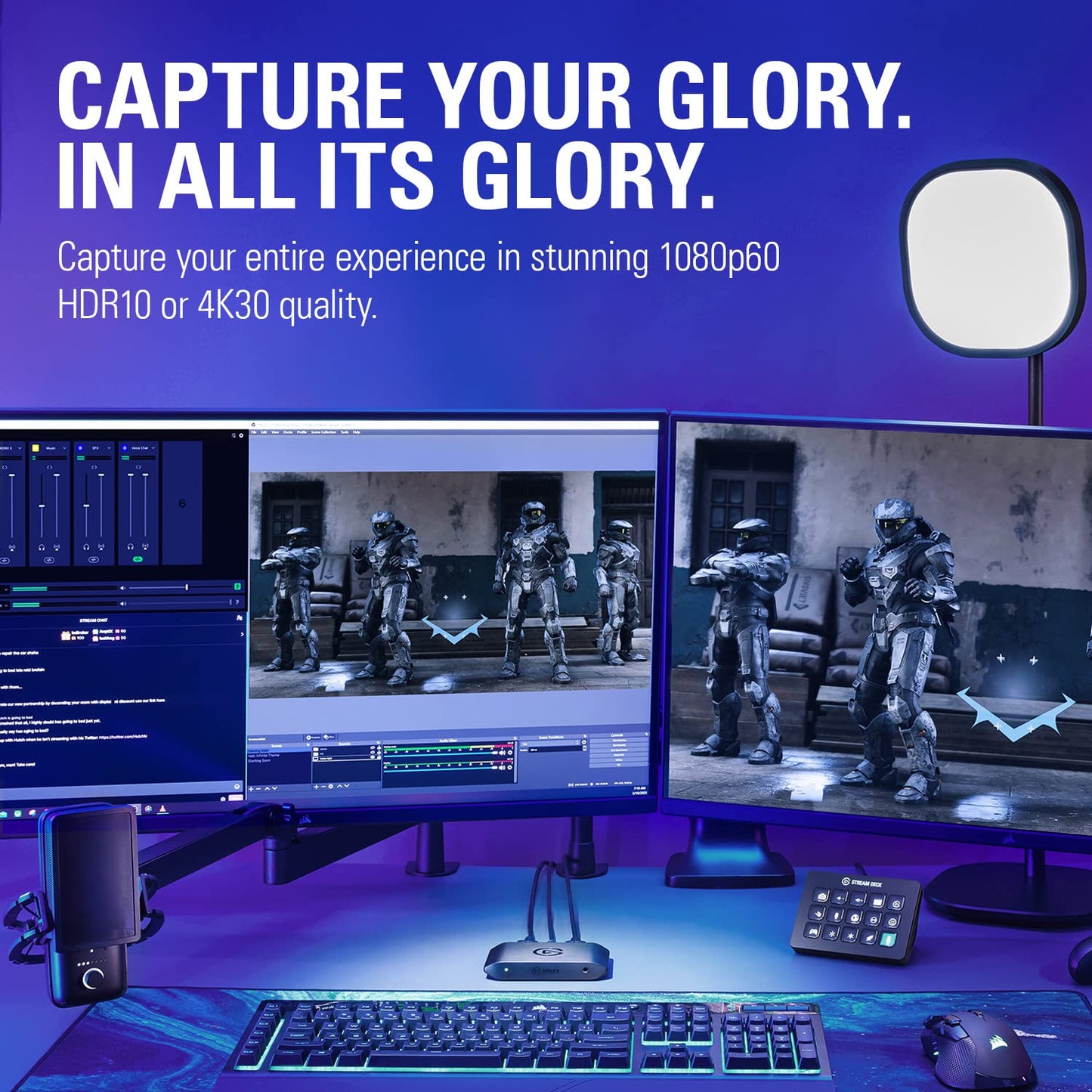 Elgato HD60 X - Stream and Record in 1080p60 HDR10 or 4K30 with Ultra-low Latency on PS5|Pro, PS4|Pro, Xbox Series X/S, Xbox One X|S, Nintendo Switch 2, in OBS and More, Works with PC and Mac