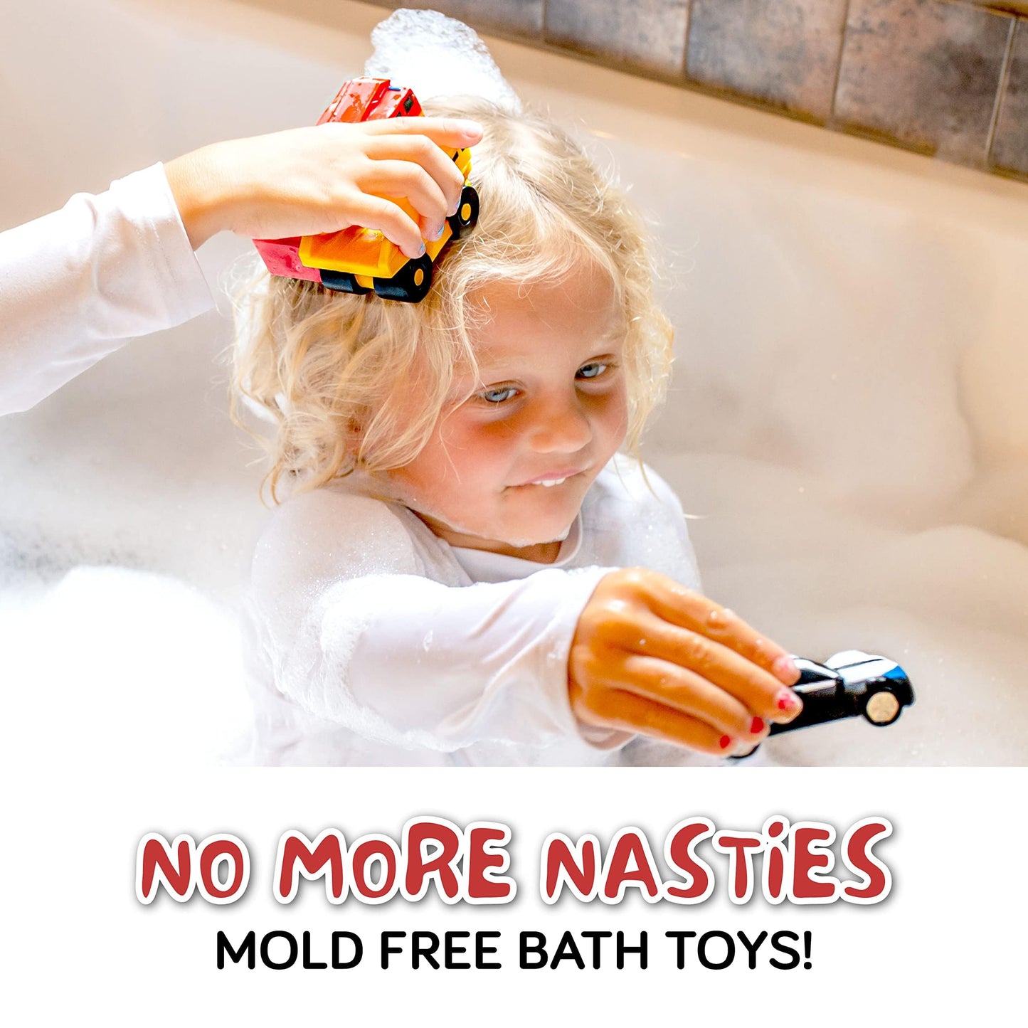 SplashEZ Mold Free Baby Bath Toys, No Hole Bath Toys for Toddlers, Bathtub Cars Set for Kids Ages 1-3, No Mold Floating Water Vehicles Set for Pool, BPA-Free, Safe, Fun, Infant Ages 1 3 6 12 18 Months