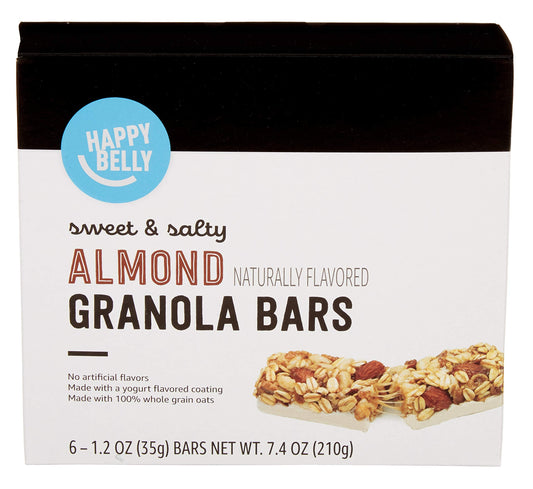 Amazon Brand - Happy Belly Sweet & Salty, Almond Granola Bars, 1.2 Oz, 6 Count