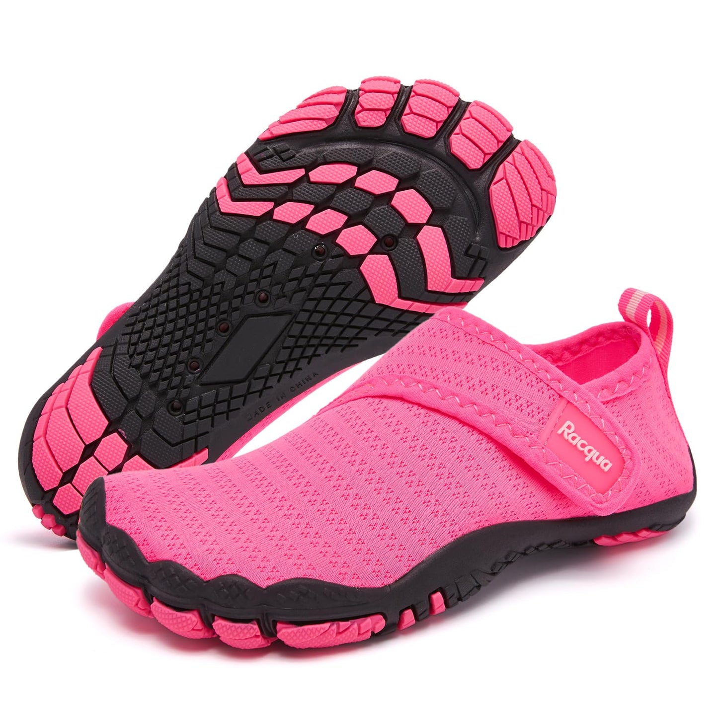 Racqua Girls Water Shoes - Quick Dry Barefoot Swim Aqua Lightweight Beach Boating Surfing Water Parks Outdoor Sport - Little Kid Rose 13