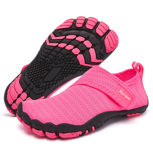 Racqua Girls Water Shoes - Quick Dry Barefoot Swim Aqua Lightweight Beach Boating Surfing Water Parks Outdoor Sport - Little Kid Rose 13