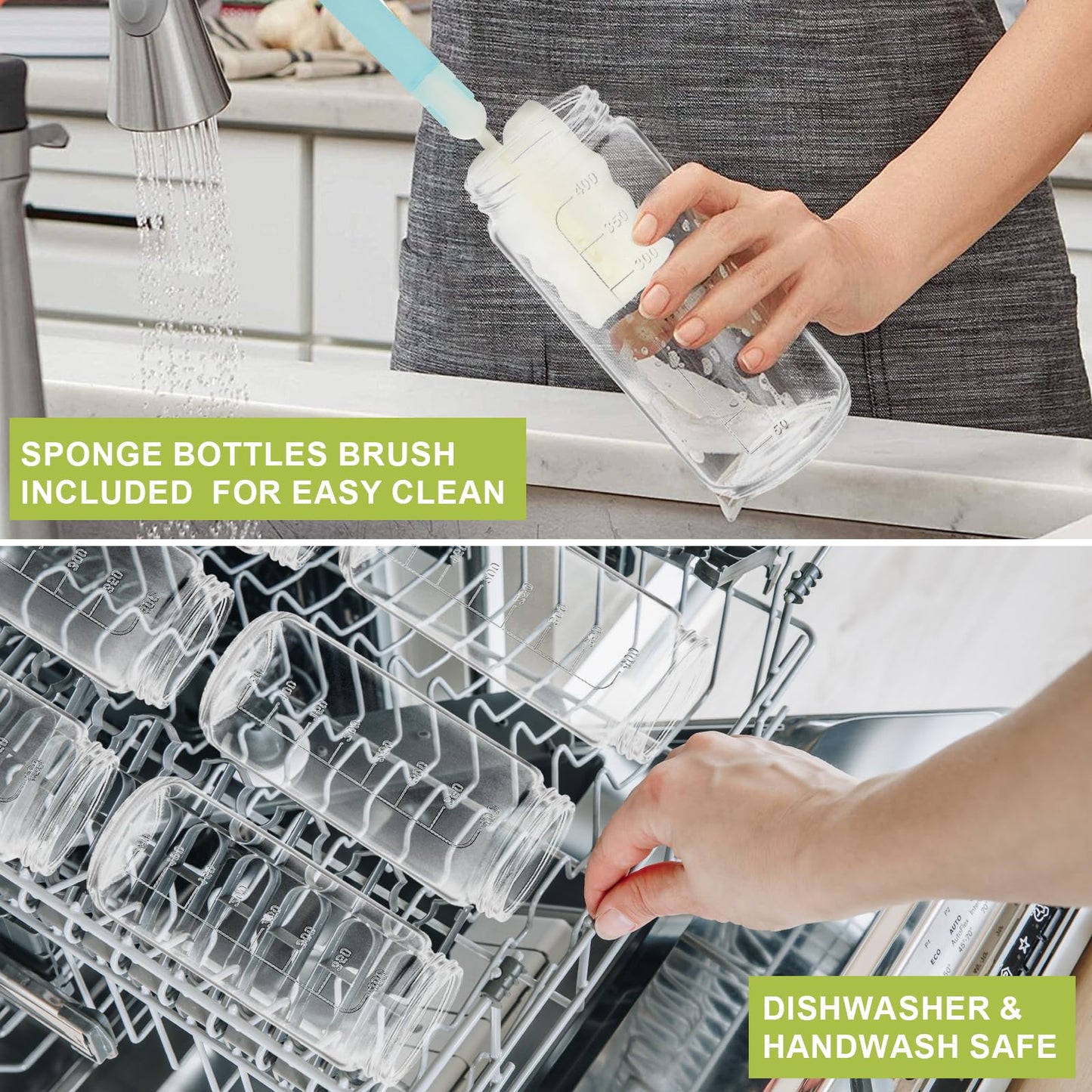 Ruckae 16oz 10 Pack Juice Bottles, Glass Bottles with Lids, Smoothie Cup Lids and Straws, Water Bottle Mason Jar Drinking Glasses for Juicing, Smoothies, Kombucha