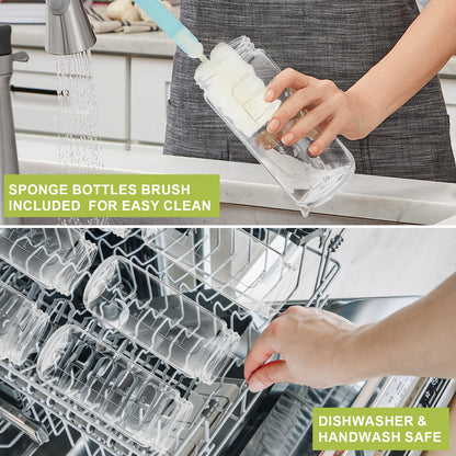 Ruckae 16oz 10 Pack Juice Bottles, Glass Bottles with Lids, Smoothie Cup Lids and Straws, Water Bottle Mason Jar Drinking Glasses for Juicing, Smoothies, Kombucha