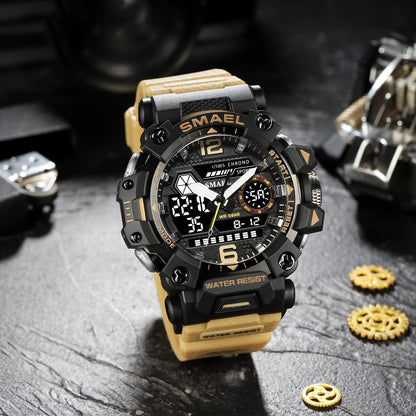 AIMES Men's Watches Tactical Outdoor Sports Waterproof Military Watch Analog Digital Date Multi Function Large Dual Display Mens Wristwatch