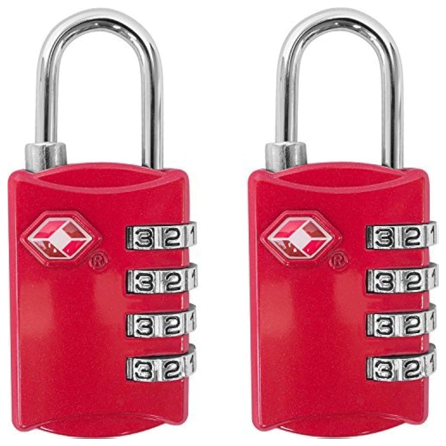 Desired Tools TSA Locks for Luggage, 2-Pc Durable Steel Padlock, Keyless Easy to Read 4-Digit Combination Lock for Backpacks, Travel Suitcases, Toolbox, Filing Cabinets, Baggage & Gym Locker, Red