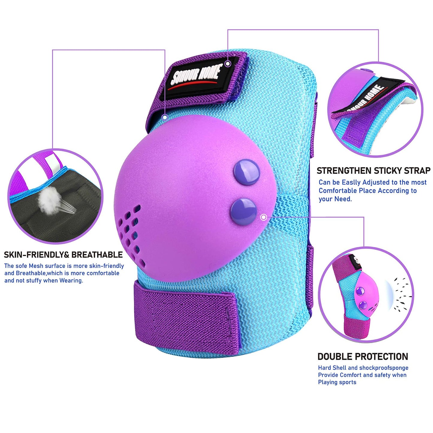 Youth/Kids Knee Pads Elbow Pads Wrist Guards Protective Gear Set for 3-15 Years Child Roller Skates, Skateboard, Cycling, Inline Skating, BMX Bike, Balance Bike, Scooter Riding and Other Outdoor Sports