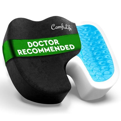 ComfiLife Premium Gel & Memory Foam Seat Cushion – Doctor Recommended Office Chair Cushion, Car Seat Cushion – Chair Cushions for Back & Sciatica Pain Relief – Seat Cushions for Office & Desk (Black)