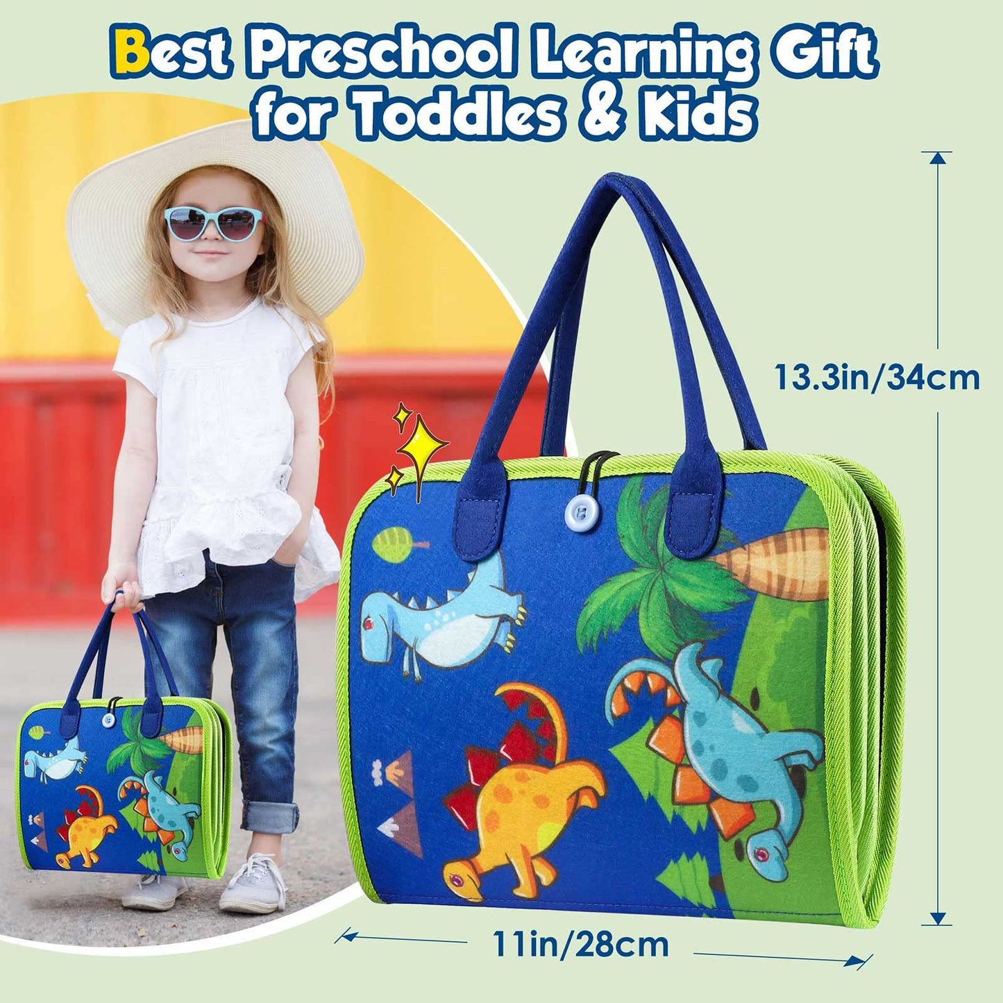 Winblo Toddler Busy Board - Montessori Toys for Toddler Boy Birthday Gift, Educational Learning Sensory Busy Book for Toddler Boys, Toddlers Activities Travel Toys for Airplane Car