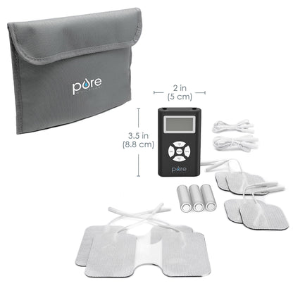Pure Enrichment PurePulse Duo Dual Channel TENS & EMS Combo Muscle Stimulator - 14 Modes for Chronic Pain Relief, Adjustable Treatment Timer, Includes Reusable Electrode Pads, Storage Bag, & More