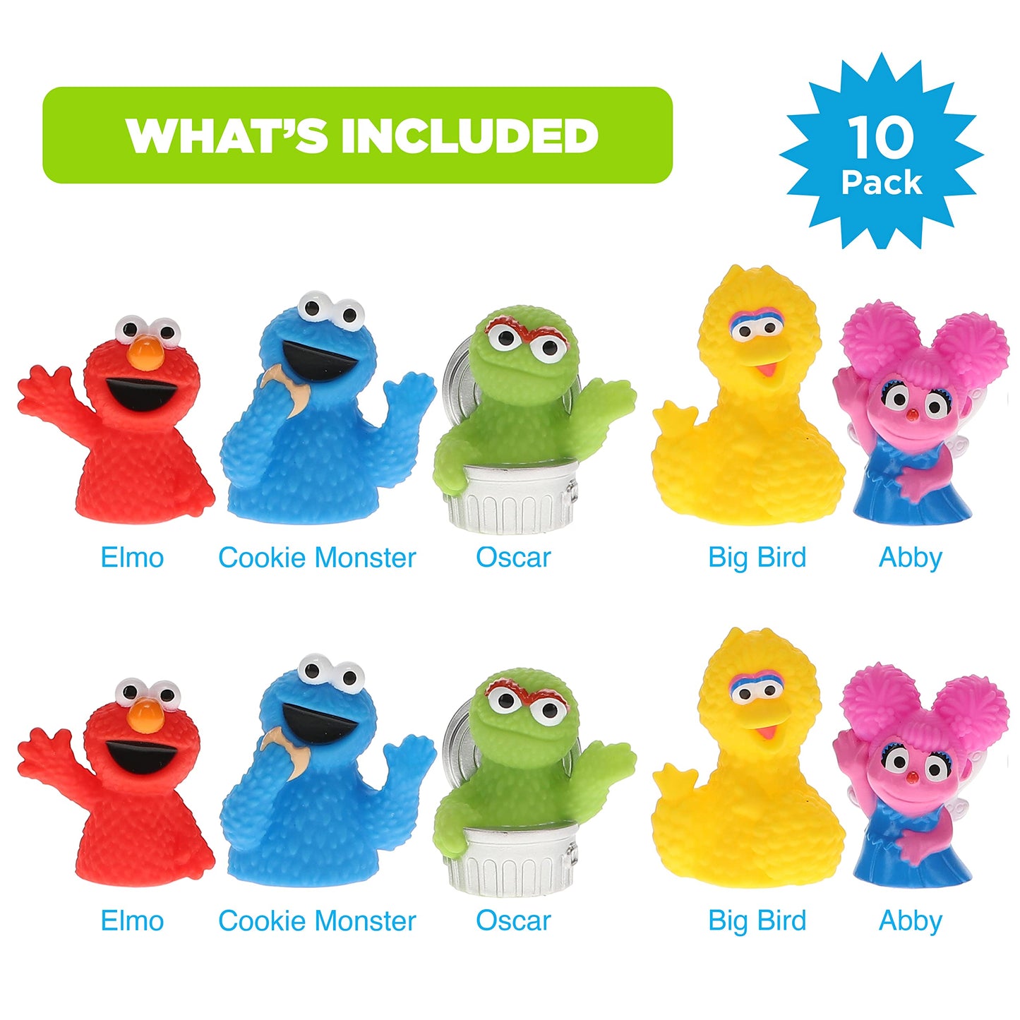 Sesame Street 10 Piece Finger Puppet Set - Educational Party Favors & Bath Toys