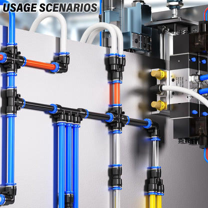 TAILONZ PNEUMATIC 1/4 Inch od Push to Connect Fittings Pneumatic Fittings Kit 10 Spliters+10 Elbows+10 tee+10 Straight (40 pcs)