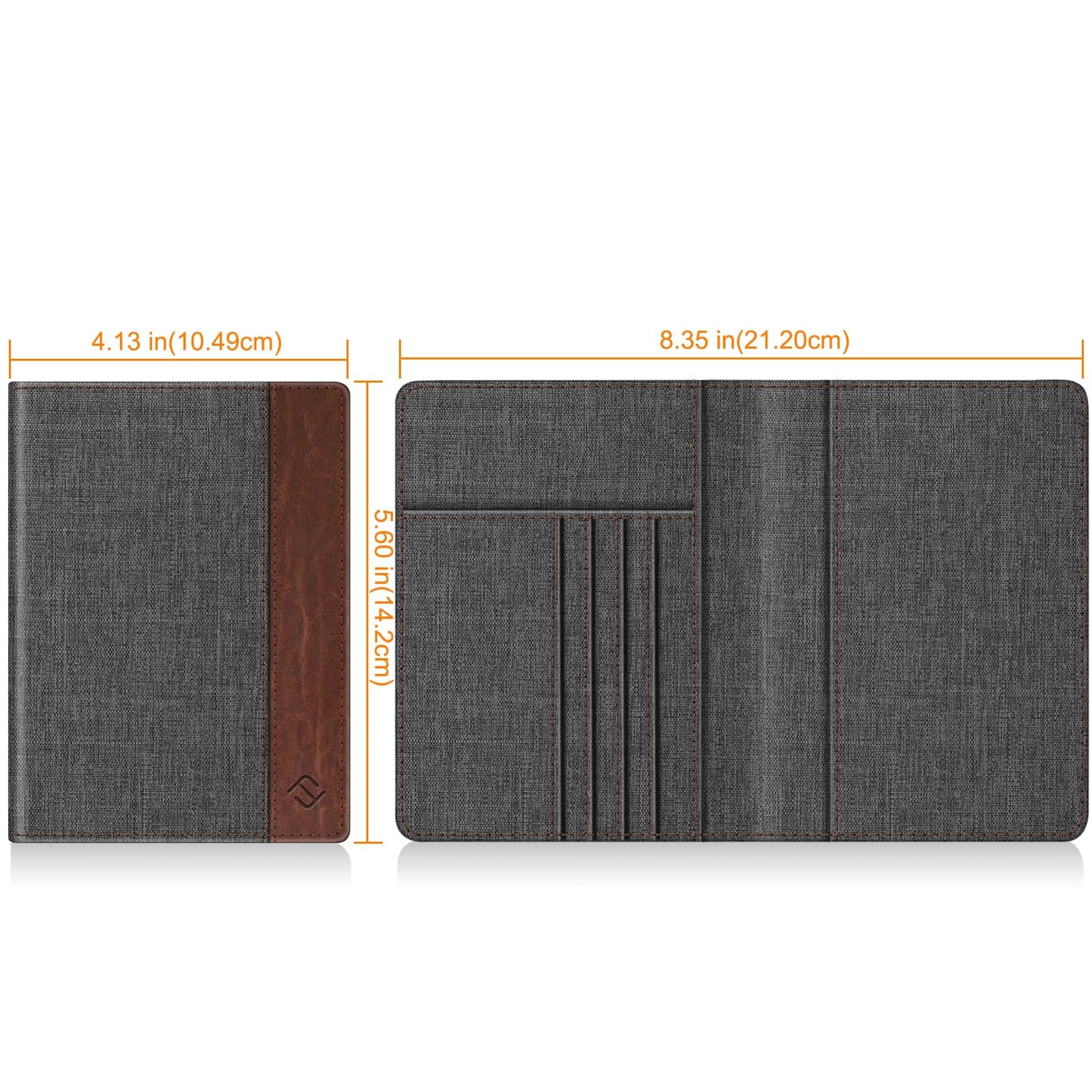 Fintie Passport Holder, Slim Travel Wallet RFID Blocking Card Case Cover Passport Cover Protector Essentials with Credit Card Slots for Women/Men, Denim Charcoal Brown
