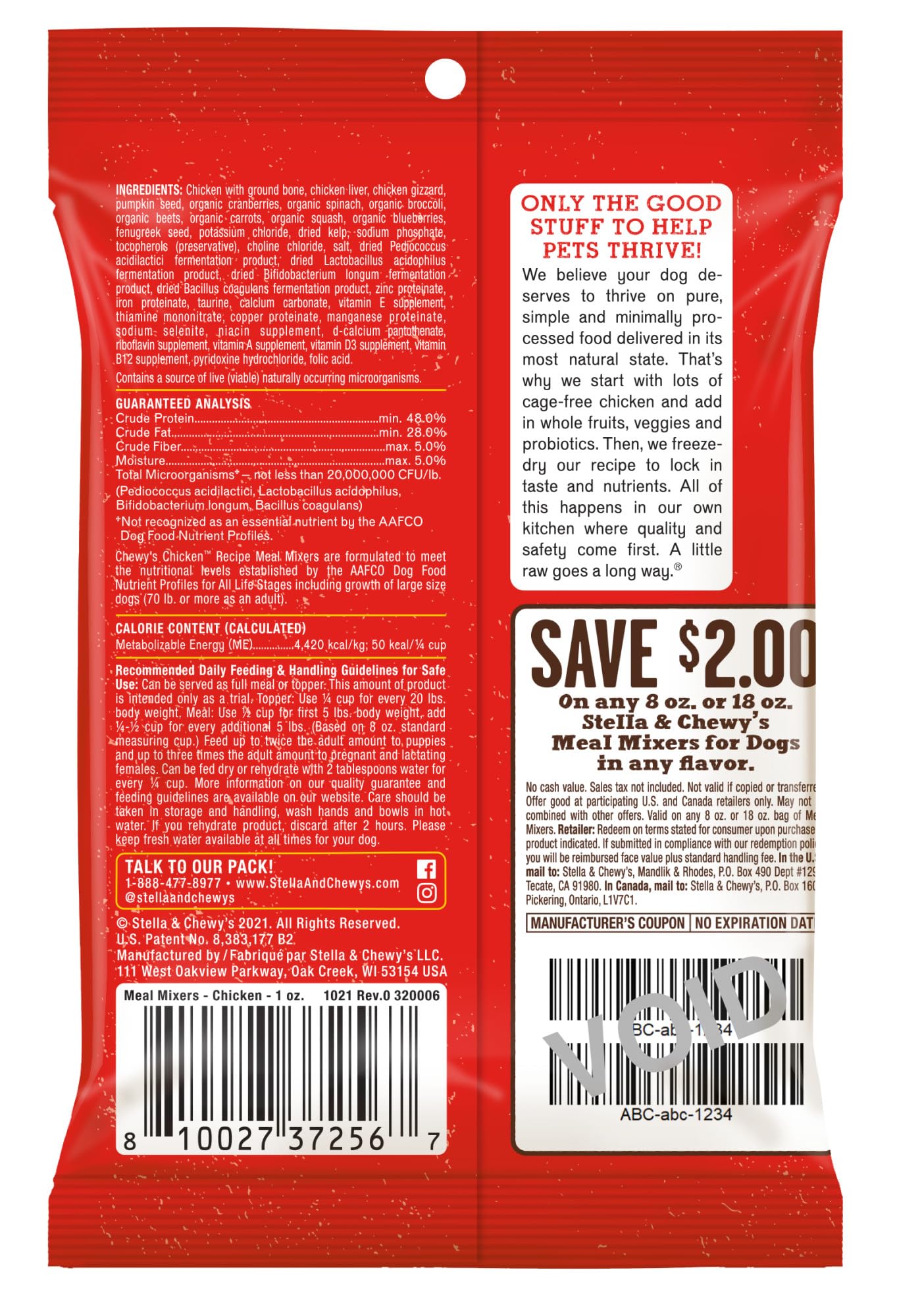 Stella & Chewy's Freeze-Dried Raw Chicken Meal Mixers- Dog Food Topper and Mixer - Made with 95% Cage-Free Chicken, Organs & Bone - Perfect for Picky Eaters - Grain-Free - 1oz