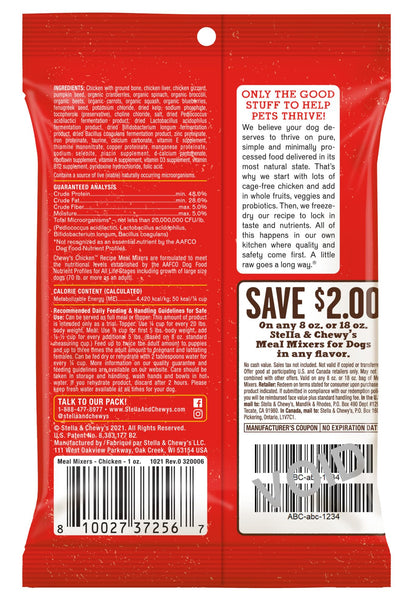 Stella & Chewy's Freeze-Dried Raw Chicken Meal Mixers- Dog Food Topper and Mixer - Made with 95% Cage-Free Chicken, Organs & Bone - Perfect for Picky Eaters - Grain-Free - 1oz
